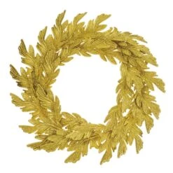 22" Gold Glittered Acanthus Leaf Wreath