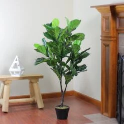 Northlight 4 Ft. Two-Tone Potted Wide Fiddle Leaf Floor Plant -Michaels Shop D236736S 4