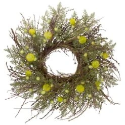Northlight 20" Burrs Catkins Leaves & Twig Wreath