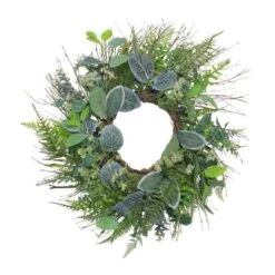Northlight 22" Green Eucalyptus, Ivy & Fern Wreath