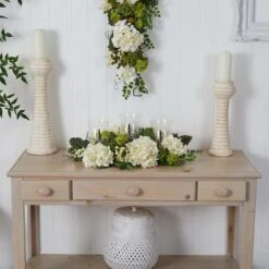 9.5" Snowball Hydrangea Triple Candelabrum 12 9.5" Snowball Hydrangea Triple Candelabrum -Michaels Shop D251194S 14