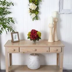 11" Green & Burgundy Hydrangea Arrangement In Floral Vase 15 11" Green & Burgundy Hydrangea Arrangement In Floral Vase -Michaels Shop D251397S 16