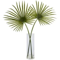 4ft. Green Fan Palm Arrangement In Glass Vase