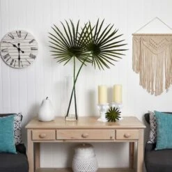 4ft. Green Fan Palm Arrangement In Glass Vase -Michaels Shop D251400S 14