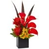 22.5" Red & Orange Tropical Floral & Calla Lily Mixed Arrangement In Vase -Michaels Shop D251401S 11