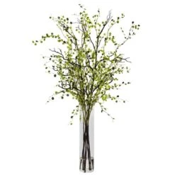 3.5ft. Green Night Willow Arrangement In Glass Vase