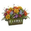 14" Mixed Floral Arrangement In Rectangular Wood Planter -Michaels Shop D251417S 1