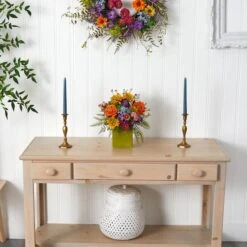 14" Mixed Floral Artificial Arrangement In Green Vase -Michaels Shop D251423S 13