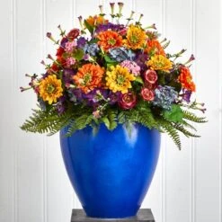 24" Mixed Floral Artificial Arrangement In Blue Vase -Michaels Shop D251424S 13