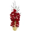 3ft. Red Moth Orchid Arrangement In Gold Vase -Michaels Shop D251431S 11