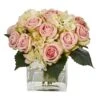 9" Pink Rose & Hydrangea Bouquet Arrangement In Vase -Michaels Shop D251451S 11