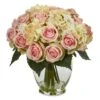 12" Pink & White Rose & Hydrangea Bouquet Arrangement In Glass Vase 2 12" Pink & White Rose & Hydrangea Bouquet Arrangement In Glass Vase -Michaels Shop D251453S 11