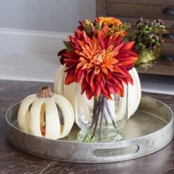 12" Dahlia & Mum Arrangement With Glass Vase -Michaels Shop D251463S 16