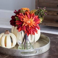 12" Dahlia & Mum Arrangement With Glass Vase -Michaels Shop D251463S 17