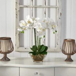 22" White Triple Orchid In Glass Vase -Michaels Shop D251464S 12