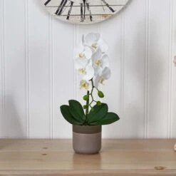 19" White Orchid In Ceramic Pot -Michaels Shop D251466S 15
