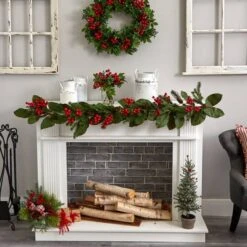 11" Berry Boxwood Arrangement In Glass Jar -Michaels Shop D251469S 13