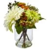 10.5" Dahlia & Mum Arrangement With Glass Vase -Michaels Shop D251475S 11