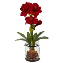 24" Red Amaryllis In Glass Vase -Michaels Shop D251499S 11 1