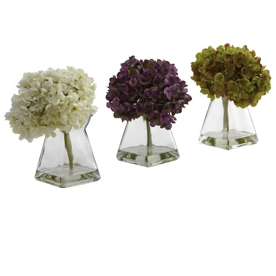 Green, Purple & White Hydrangea With Vase, 3ct. 4 Green, Purple & White Hydrangea With Vase, 3ct. - Image 2