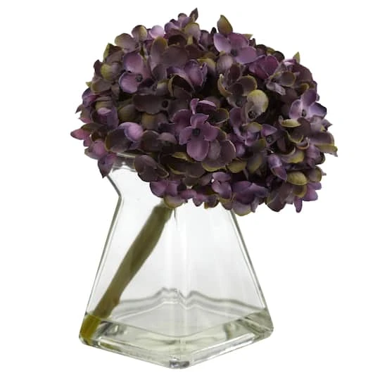 Green, Purple & White Hydrangea With Vase, 3ct. 5 Green, Purple & White Hydrangea With Vase, 3ct. - Image 3