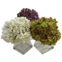 Green, Purple & White Hydrangea With Vase, 3ct. 18 Green, Purple & White Hydrangea With Vase, 3ct. -Michaels Shop D251511S 16