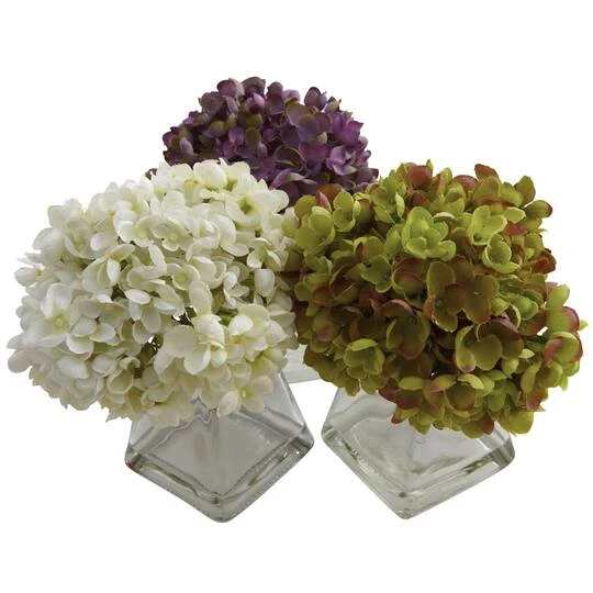 Green, Purple & White Hydrangea With Vase, 3ct. 9 Green, Purple & White Hydrangea With Vase, 3ct. - Image 7