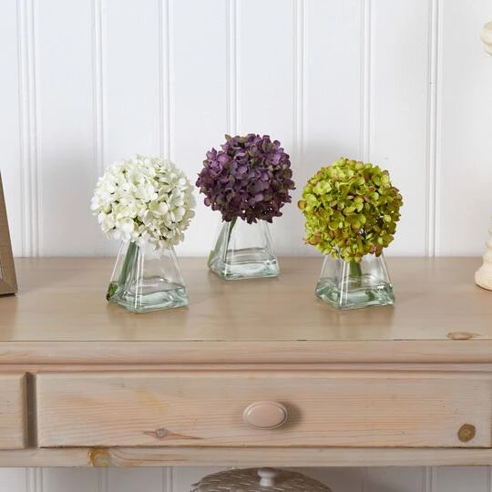Green, Purple & White Hydrangea With Vase, 3ct. 12 Green, Purple & White Hydrangea With Vase, 3ct. - Image 10