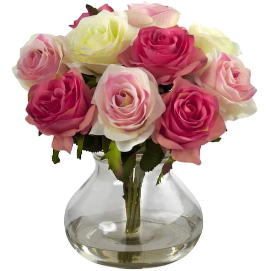 11" Pastel Rose Arrangement In Vase 4 11" Pastel Rose Arrangement In Vase - Image 2