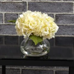 8.5" Cream Blooming Hydrangea In Glass Vase -Michaels Shop D251524S 14