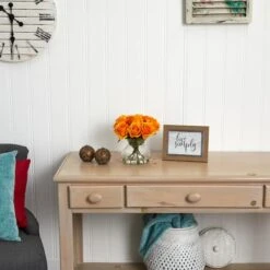 11" Orange Rose Arrangement With Clear Glass Vase -Michaels Shop D251532S 12