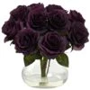 11" Purple Rose Arrangement With Clear Glass Vase -Michaels Shop D251533S 11