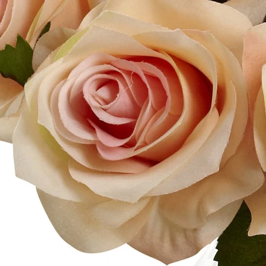 11" Peach Rose Arrangement With Clear Glass Vase 5 11" Peach Rose Arrangement With Clear Glass Vase - Image 3