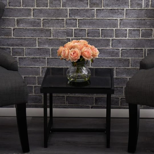 11" Peach Rose Arrangement With Clear Glass Vase 7 11" Peach Rose Arrangement With Clear Glass Vase - Image 5