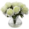 11" White Rose Arrangement With Clear Glass Vase -Michaels Shop D251536S 11