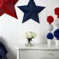 11" White Rose Arrangement With Clear Glass Vase -Michaels Shop D251536S 13