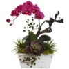 21" Beauty Orchid & Succulent Garden With Whitewashed Planter -Michaels Shop D251544S 11