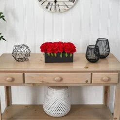 12.5" Dozen Silk Roses In Ceramic Rectangular Planter -Michaels Shop D251548S 17