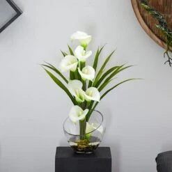 15.5" Calla Lily Arrangement In Clear Glass Vase -Michaels Shop D251552S 14