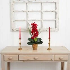 21" Red Orchid Silk Arrangement In Ceramic Vase -Michaels Shop D251553S 13