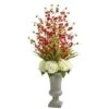 3.5ft. Red & White Cherry Blossom & Hydrangea Arrangement In Urn -Michaels Shop D251593S 1