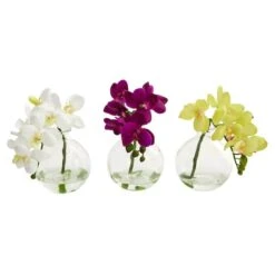 9" Orchid Arrangement In Glass Vase Set -Michaels Shop D251603S 11 1