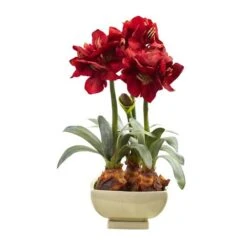 26" Red Amaryllis Arrangement In Ceramic Planter -Michaels Shop D251606S 11 1