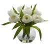 11" White Tulips Arrangement With Clear Vase -Michaels Shop D251608S 1