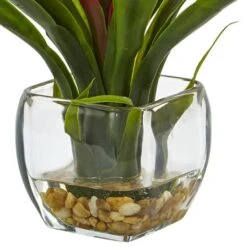 12" Red Bromeliad Arrangement In Glass Vase -Michaels Shop D251615S 12