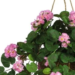 24" Pink Geranium In Hanging Basket -Michaels Shop D251659S 12