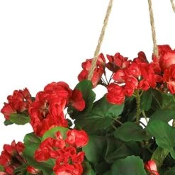 24" Red Geranium In Hanging Basket -Michaels Shop D251660S 12