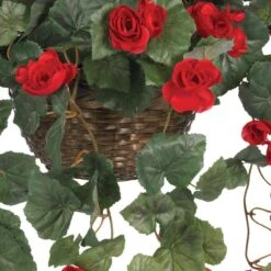 24" Red Begonia In Hanging Basket 13 24" Red Begonia In Hanging Basket -Michaels Shop D251662S 13
