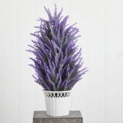 22" Lavender Artificial Plant In White Wicker Planter -Michaels Shop D251698S 13