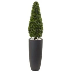 4ft. Boxwood Topiary With Gray Cylindrical Planter